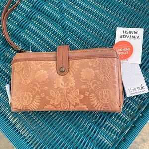 New! The Sak Embossed Leather Crossbody/Wristlet